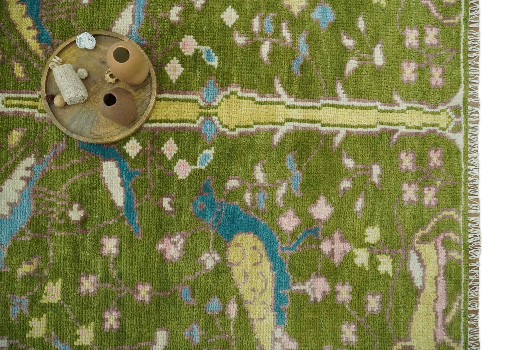 The Rug Decor, Inc. - Wholesale Area Rug - The Green Jungle Life Teal and Peach Peacock Bird Hand Knotted Custom Made Wool Area Rug11