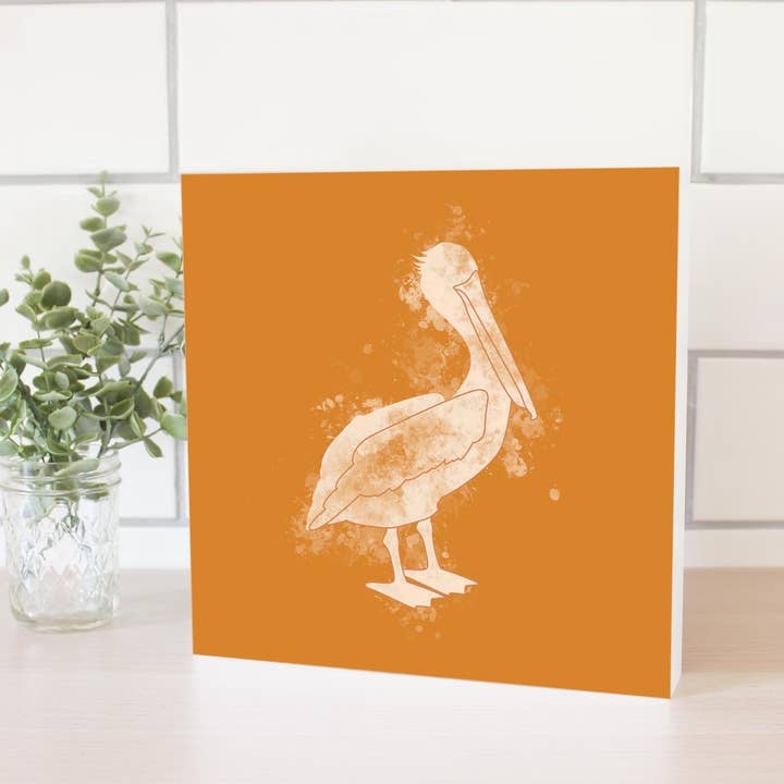 Modern Minimalist Louisiana Pelican |10x10 Wood Block for wholesale by Love Local