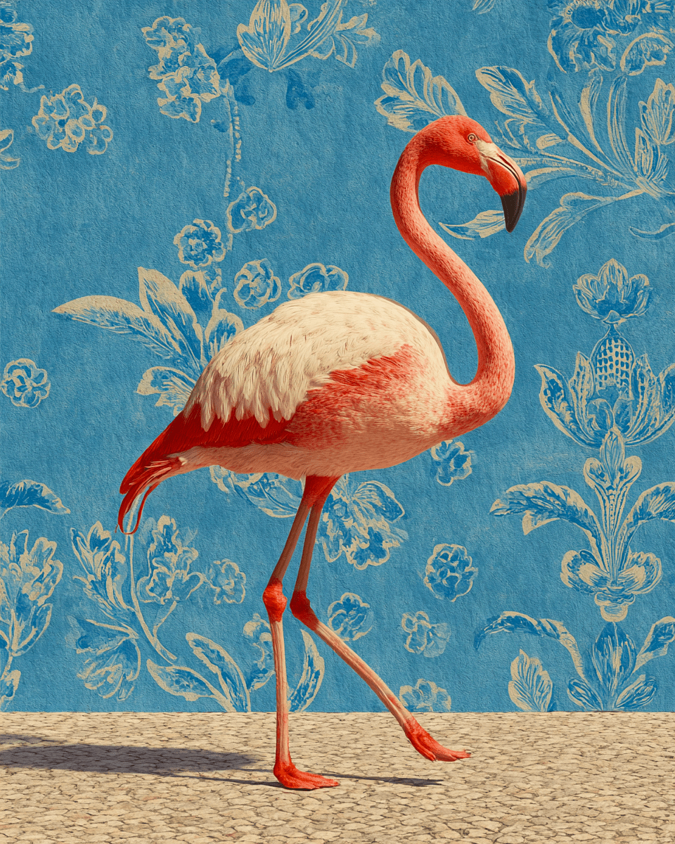 Mowbi – wholesale Konsttryck – Vintage Flamingo - Djur från djurparken - Biophilisk vildkonsttryck - 8"x10" konstverk för 11"x14" ram0