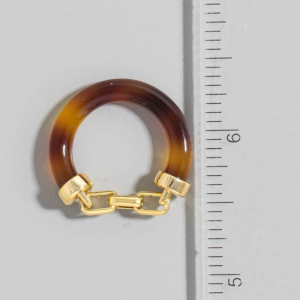 G Chain Accent Tortoise Shell Band Ring for wholesale on Faire2