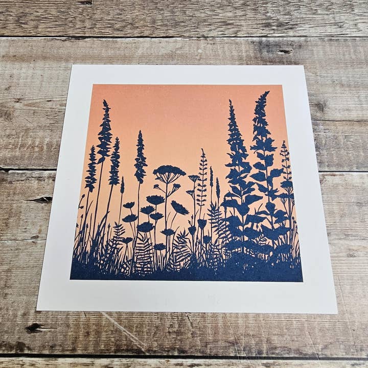 Blue Wildflowers - Archival Quality Giclée Print for wholesale by Flotsam Prints