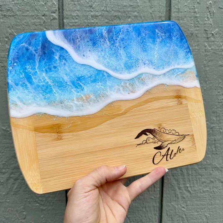 TBM Creations LLC - Wholesale Cheese Board - Whale Aloha Ocean Charcuterie board | Resin Cheese board1