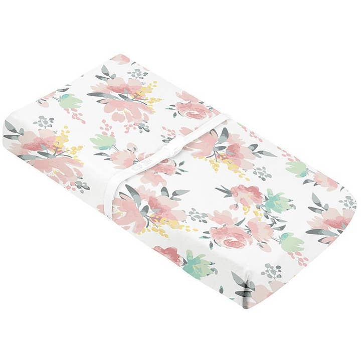 Funda de percal para cambiador, flores de acuarela para venta al por mayor de Kushies Baby