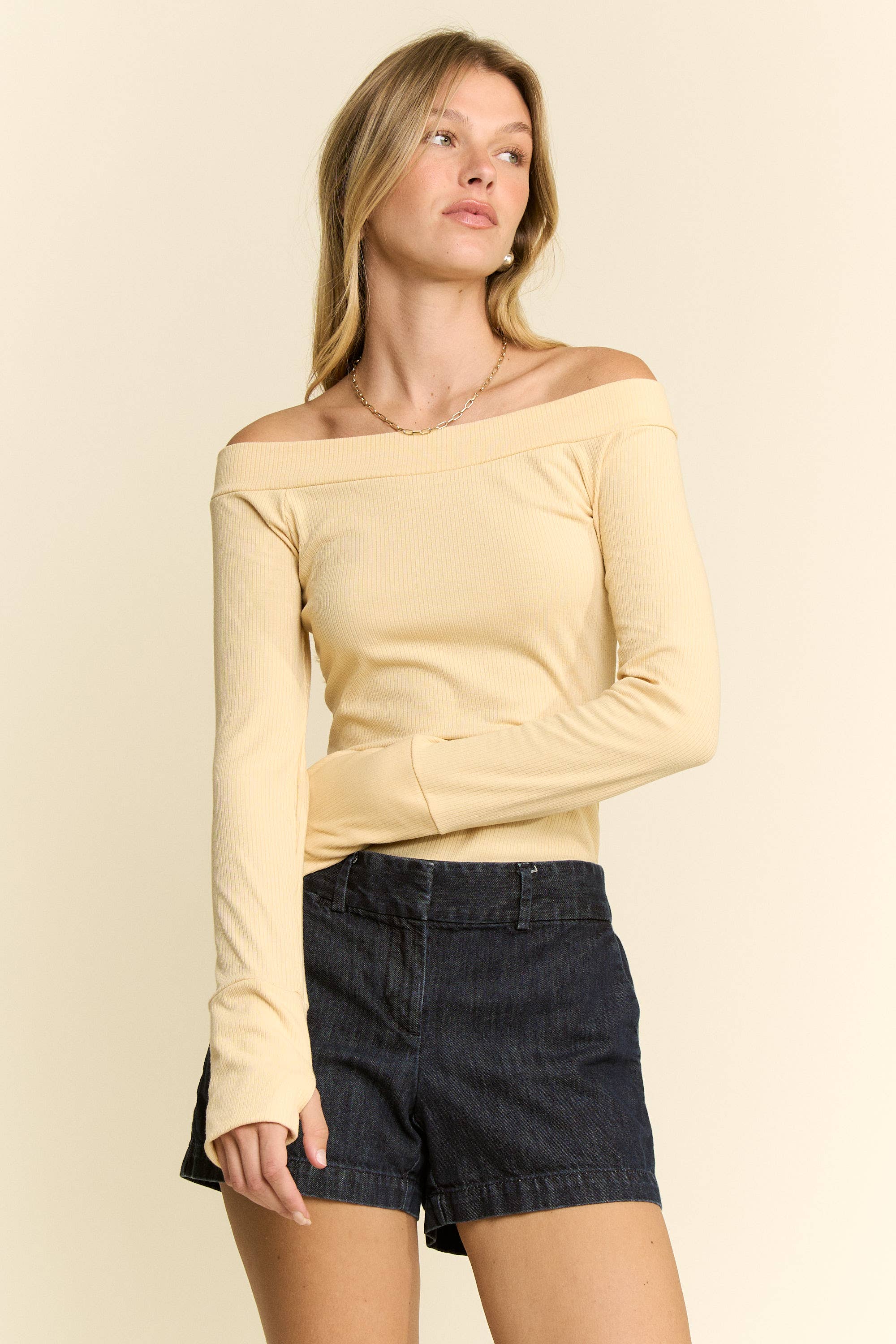 JADE BY JANE - Wholesale Knit Top - Women's - Solid Ribbed Off Shoulder Top17