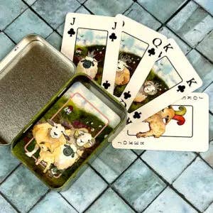 Felted Happy Sheep Playing Cards in a Tin for wholesale by Emma Ball Ltd