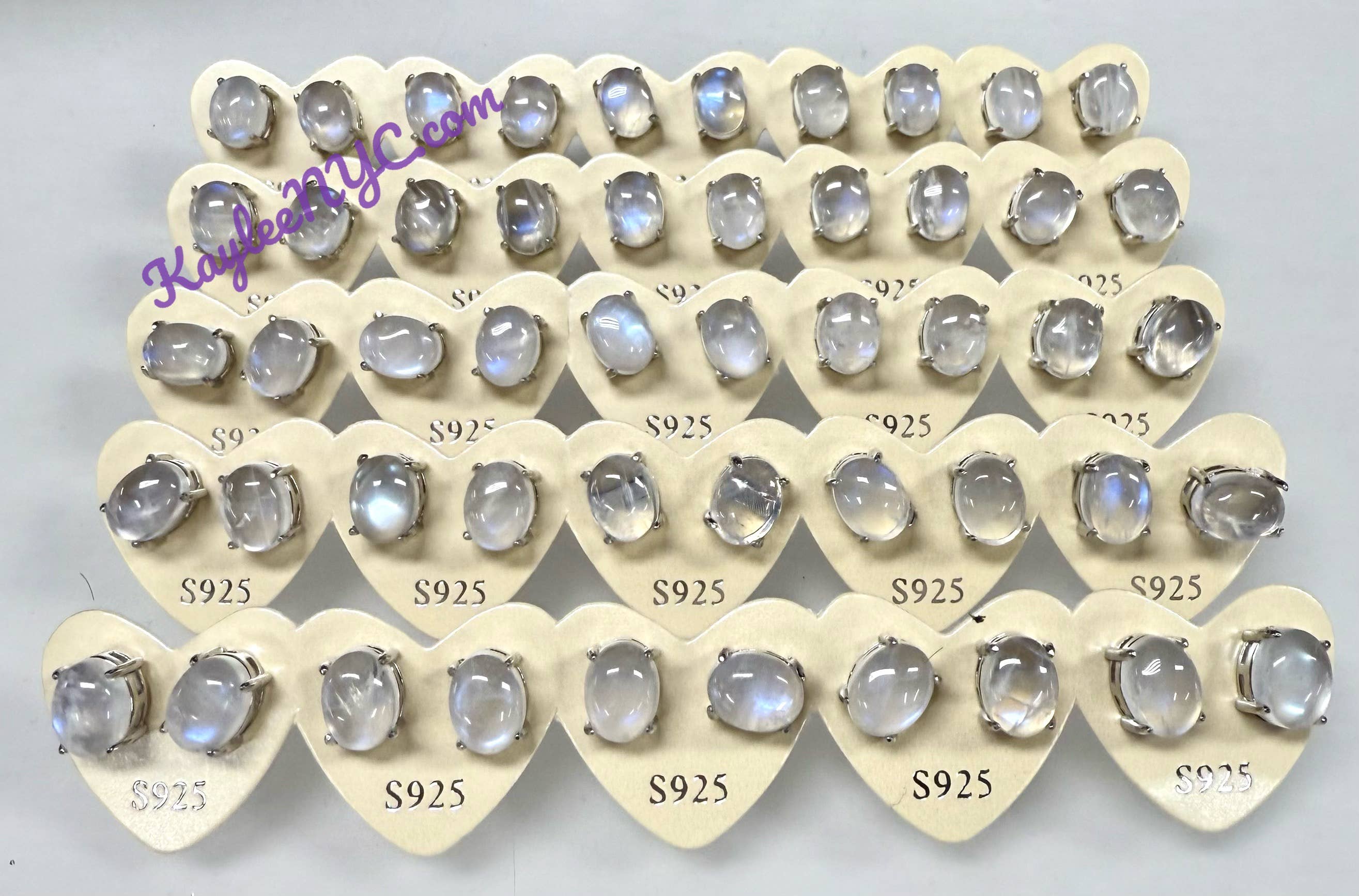 KayleeNYC - Wholesale Stud/Post Earrings - Natural Moonstone sterling Silver(925) Earring Studs3