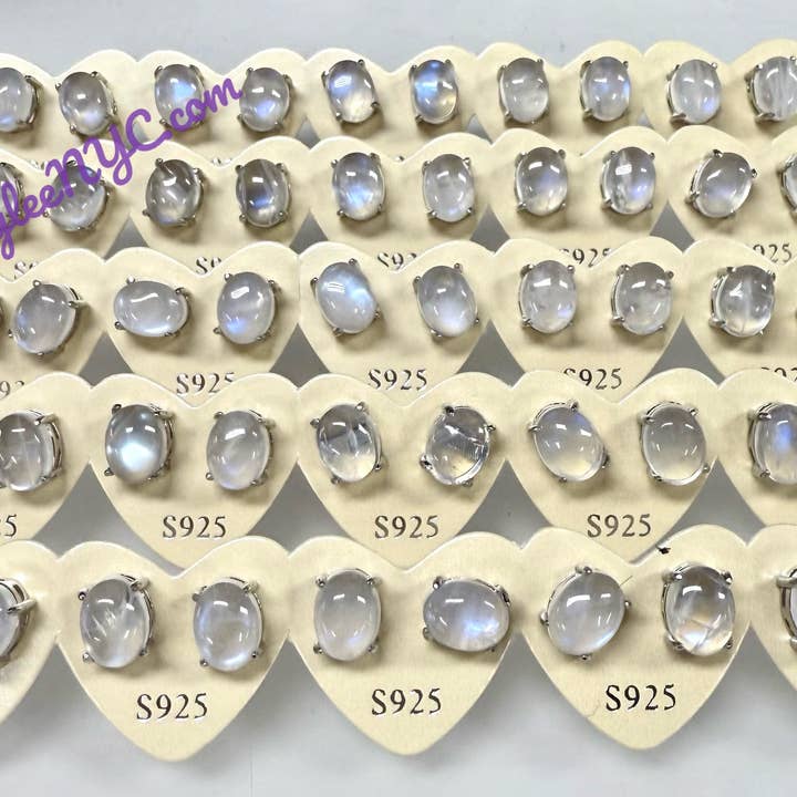 KayleeNYC - Wholesale Stud/Post Earrings - Natural Moonstone sterling Silver(925) Earring Studs3