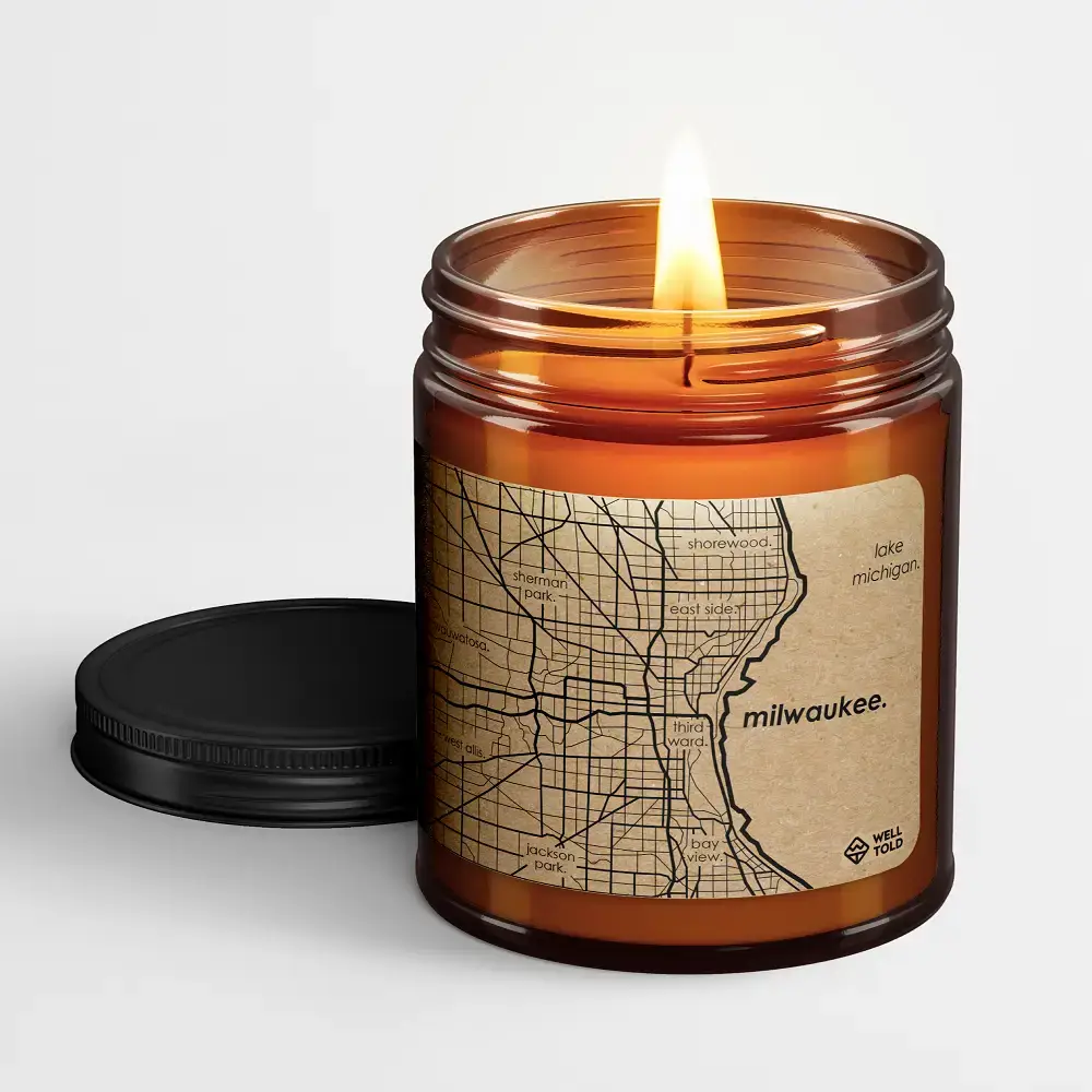 Well Told - Vente Bougie en bocal - IMPRESSION PERSONNALISÉE - Carte de ville / village des États-Unis - Bougie en cire de soja - 7,5 oz0