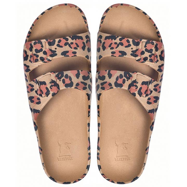 Sandales parfumées Cacatoès Amazonia - Imprimé animal camel - Femme pour la vente par Cacatoès