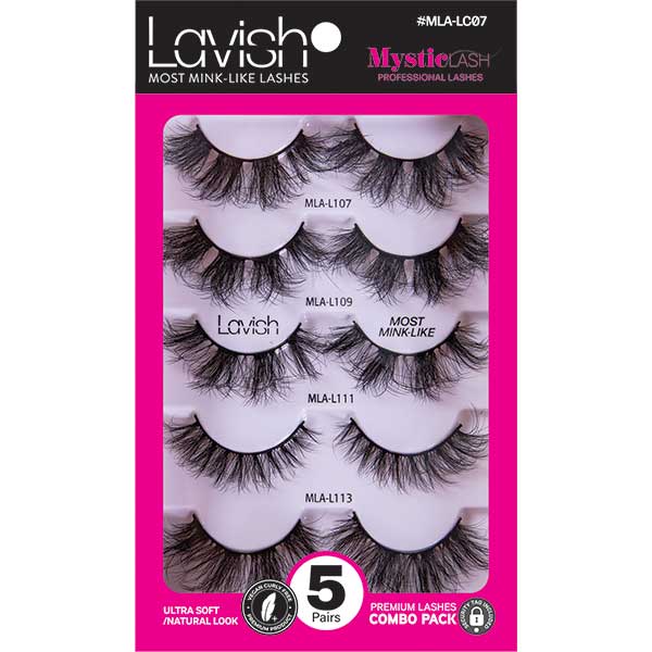 Majestic Wholesale - Wholesale False/Fake Eyelashes - MysticLash Lavish Combo Pack  5 Pairs of Ultra-Soft Lashes6