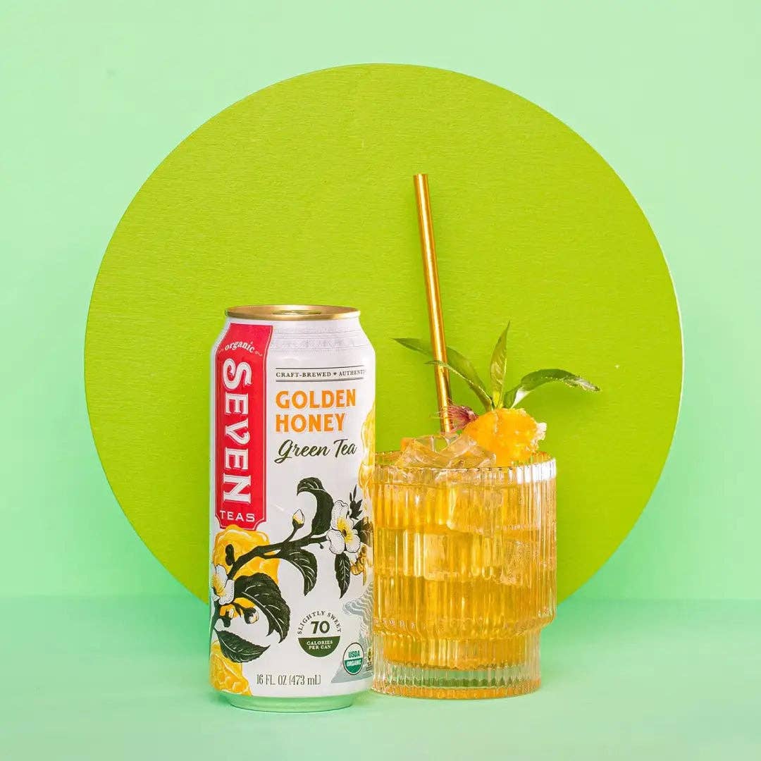 Echo Sales America – wholesale Iced tea – Seven Teas Golden Honey Green Tea + Ginseng 16fl oz, 473ml-Case 12ct3