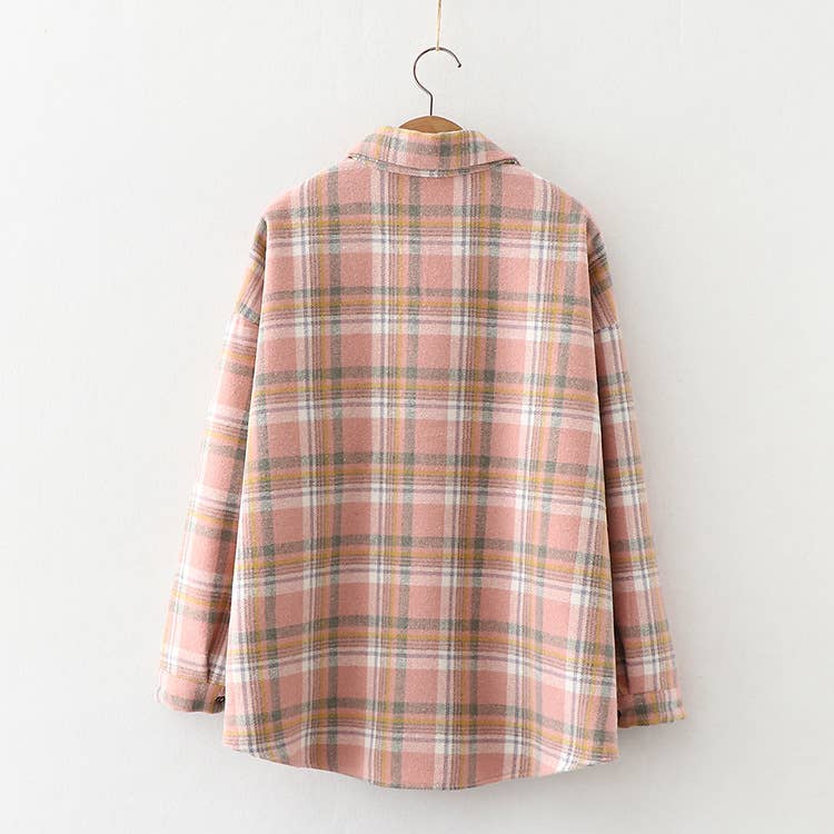 Rosa Clothing - Wholesale Shirt Jacket/Shacket - Women's - Plaid warm fleece lined button shirt jacket Shacket16