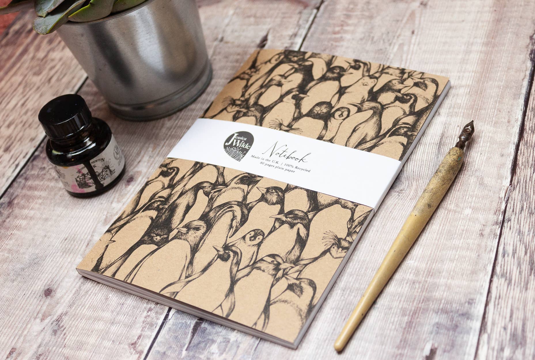 Jessica Wilde - Wholesale Notebook - Penguin Waddle A5 Eco Kraft Notebook1