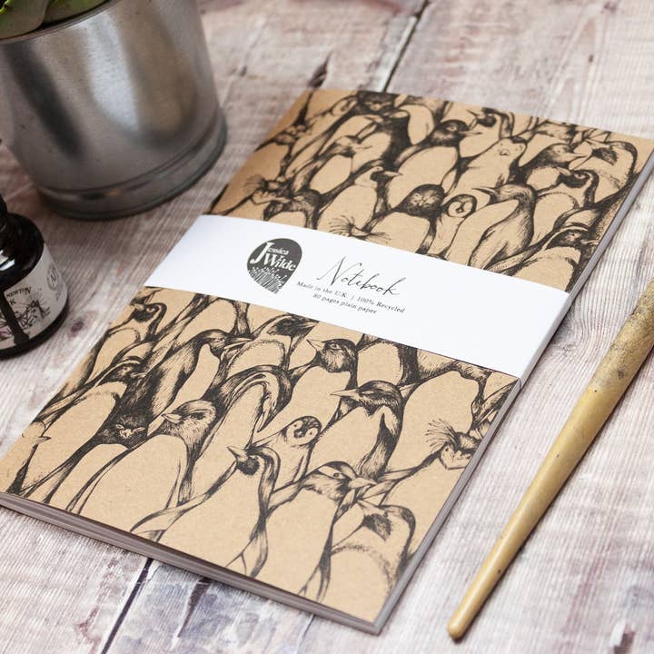 Jessica Wilde - Wholesale Notebook - Penguin Waddle A5 Eco Kraft Notebook1