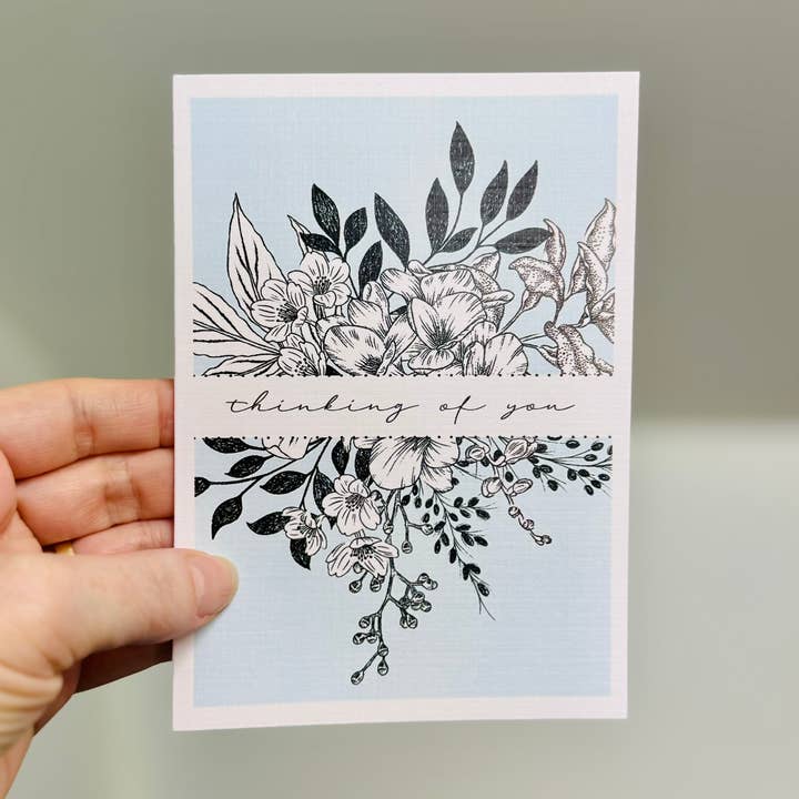 BOTANICALS blank greeting card - blue for wholesale by Scattered Seed Co
