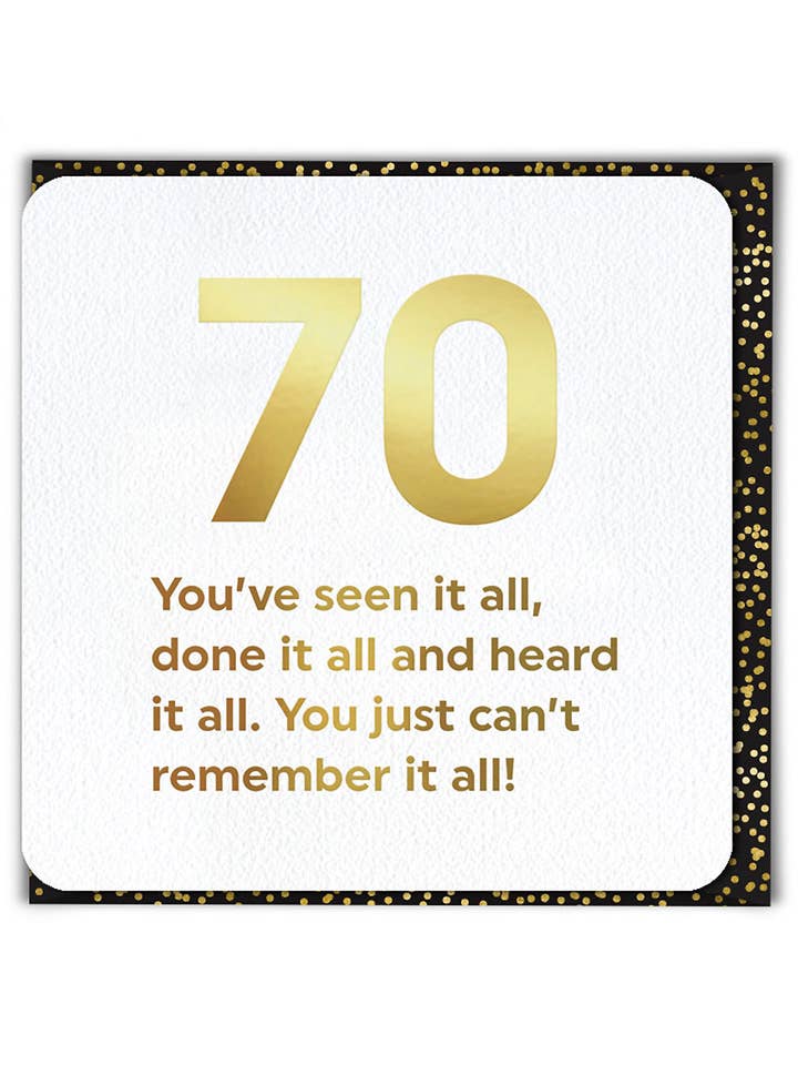 Milestone Birthday Card - 70 Seen It All 70th for wholesale by Brainbox Candy