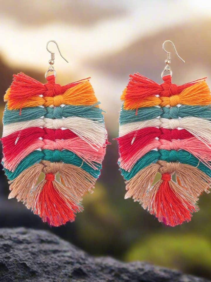 Women's Bohemian Hand Woven Color Matching Earrings for wholesale by RabenBeads
