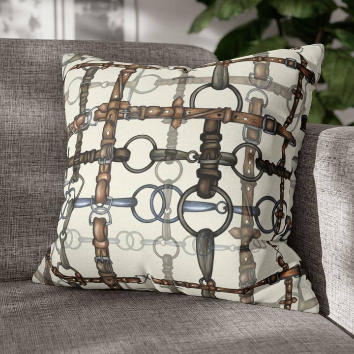 Double Sided Equestrian Chaos Bit Pillow Case for wholesale by All Designs Equine