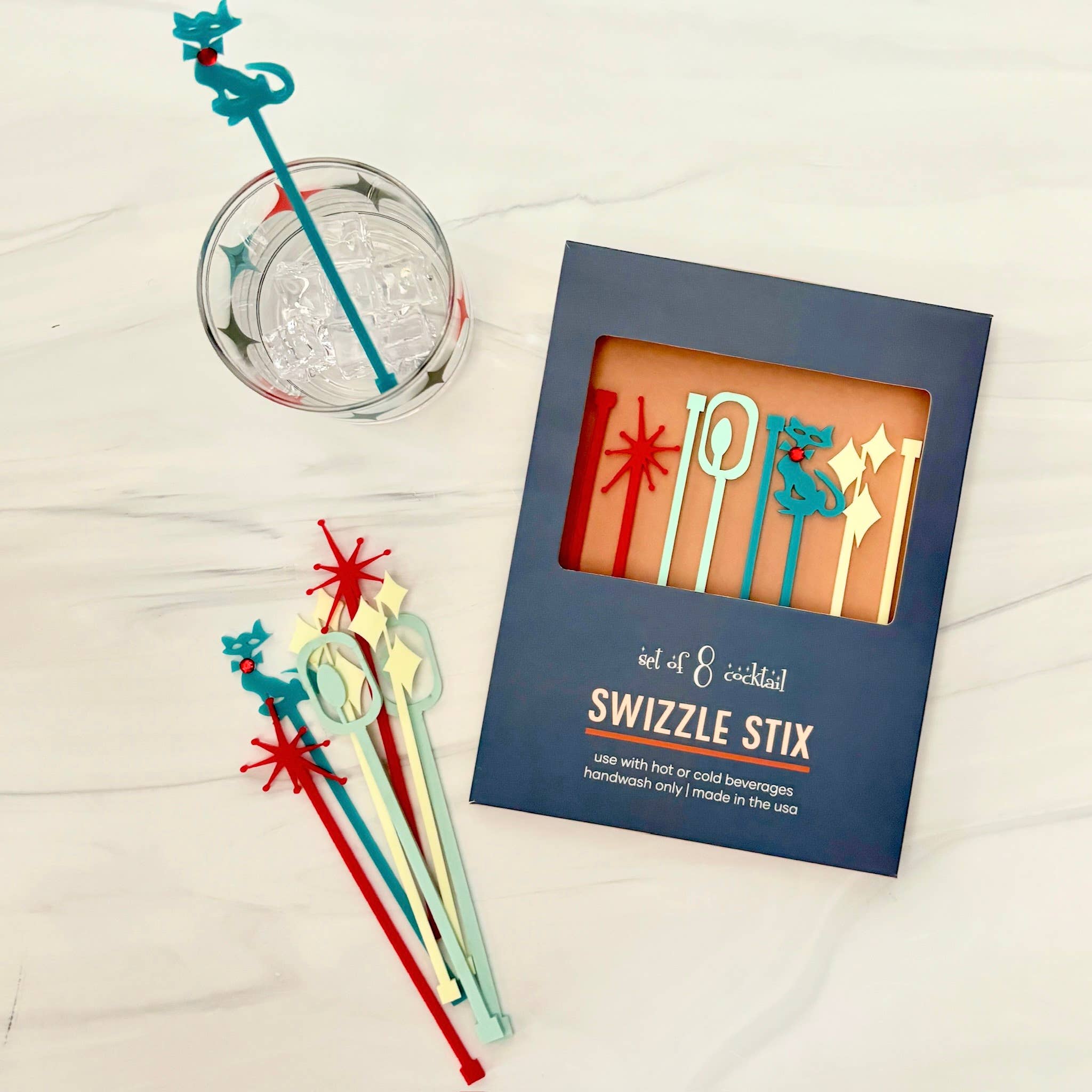 Mod Lounge Paper Company - Wholesale Drink Stirrer - Mid Century Swanky Shapes Beverage Mixing Swizzle Stix2
