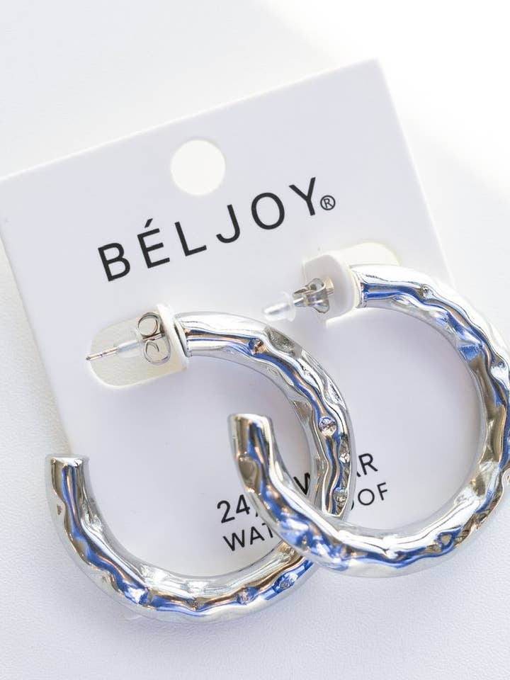 Elondo Hammered Hoop Earrings || Choose Color for wholesale by BELJOY