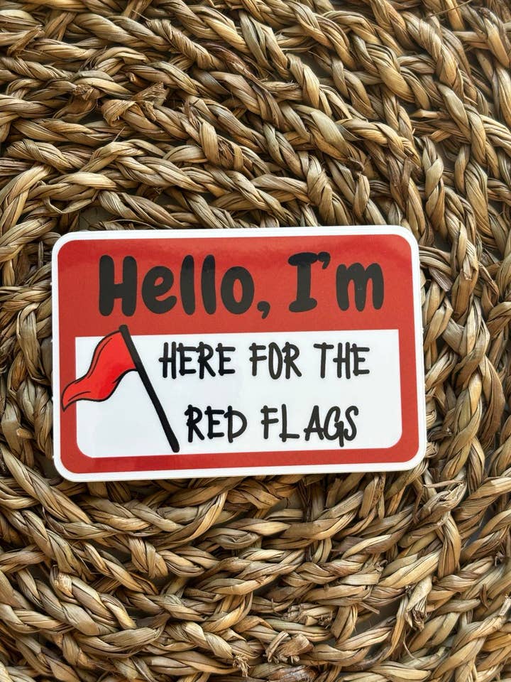 Autocollant Bonjour, je suis là pour les drapeaux rouges pour la vente par Nordic Book Adventure