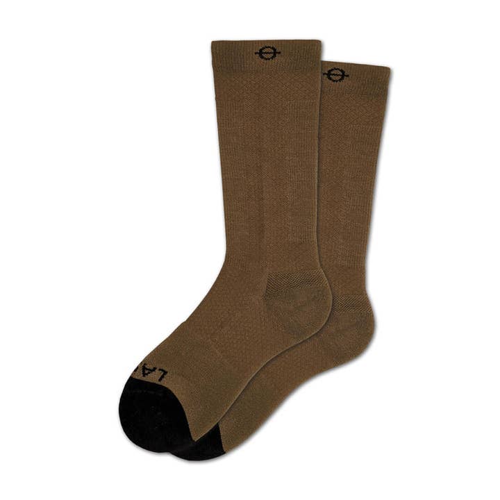 Performance Compression Socks - Coyote Brown Crew for wholesale by Lasso