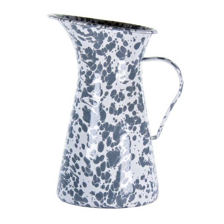 Golden Rabbit Enamelware Grey Swirl Medium Pitcher for wholesale by Crow Canyon Home