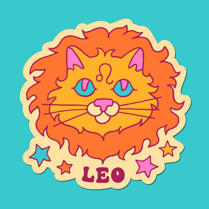 Zodiac Leo Astrology Cat Sticker for wholesale by Claire Morales