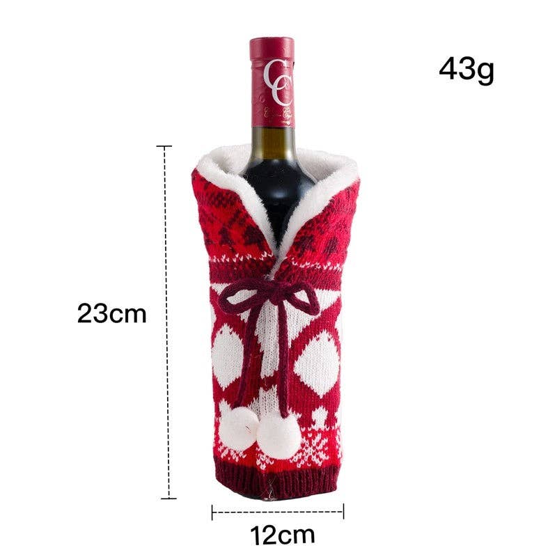 Ekartini - Vente Pochette cadeau pour bouteille de vin - Couvre-bouteille de vin tricoté, décoration de Noël0