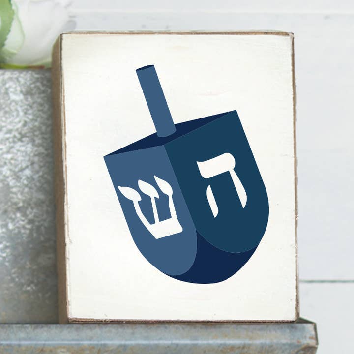 Dreidel Decorative Wooden Block for wholesale by Rustic Marlin Personalized Home Decor