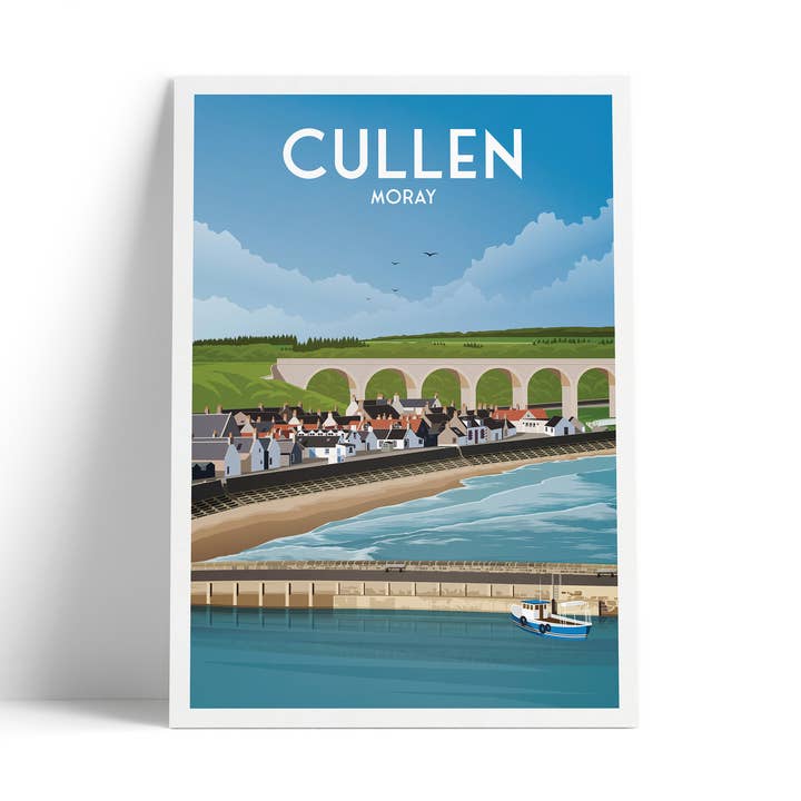 Printagonist – wholesale Art print – Cullen Moray Print - Viaduct - Scottish Travel Poster0