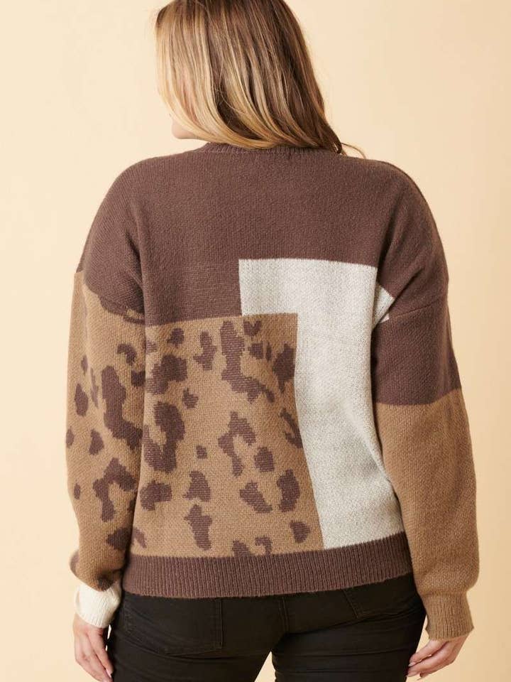 mittoshop – wholesale Knitted jumper – Women′s – PLUS ANIMAL PRINT COLOR BLOCK SWEATER4