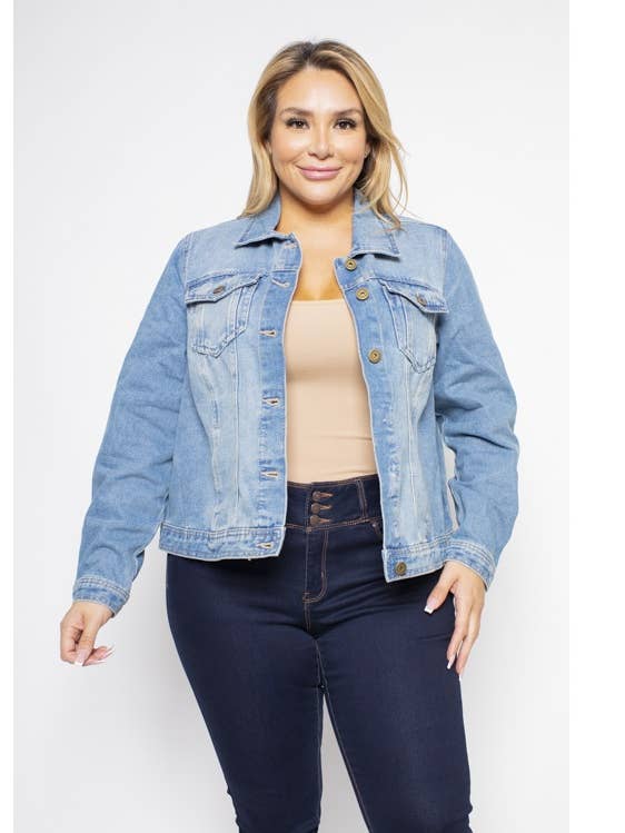 Plus Size Button Front Denim Jacket - Everyday Wear and other Purchase Wholesale plus size denim jacket. Free Returns & Net 60 Terms on Faire trending on Faire.