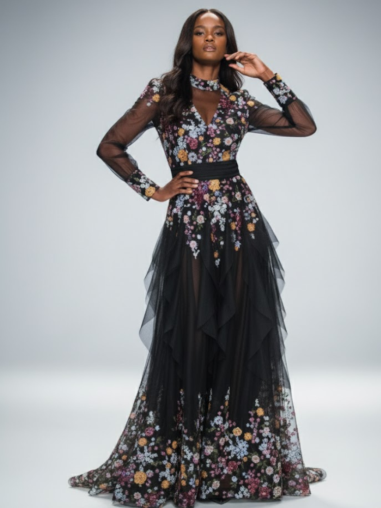 Long Black Evening Dress SOHO: Prêt-à-Porter Line BYMANYC ® New York for wholesale on Faire1