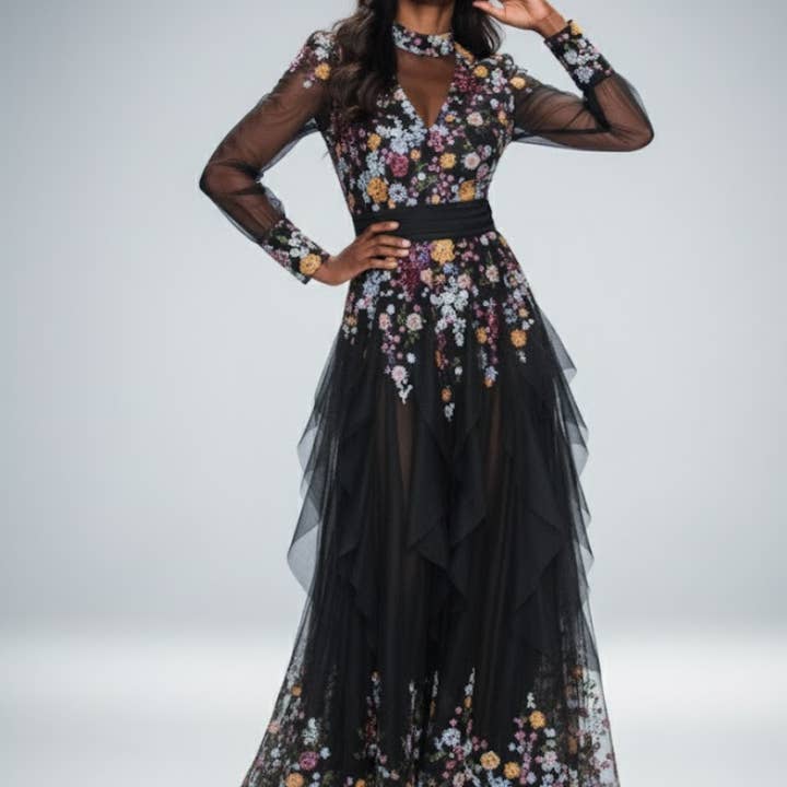 Long Black Evening Dress SOHO: Prêt-à-Porter Line BYMANYC ® New York for wholesale on Faire1