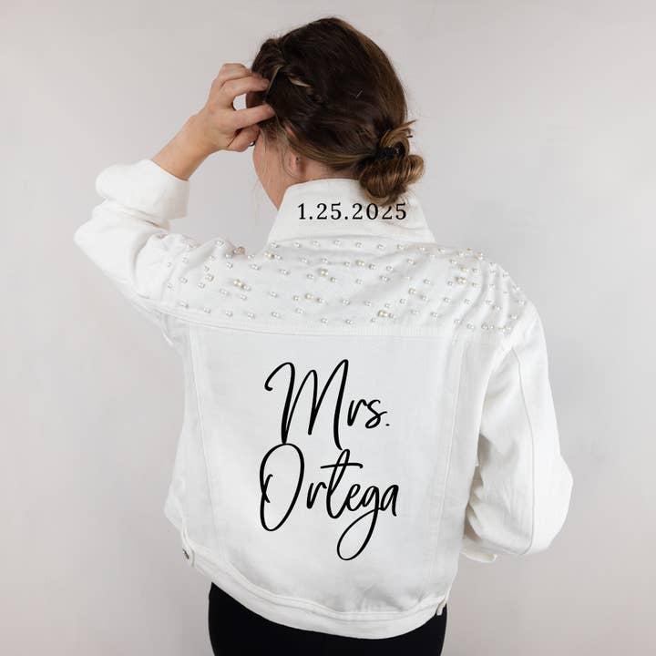 Custom White Pearl Jacket Bridal Gift for wholesale by GiftsbyPR
