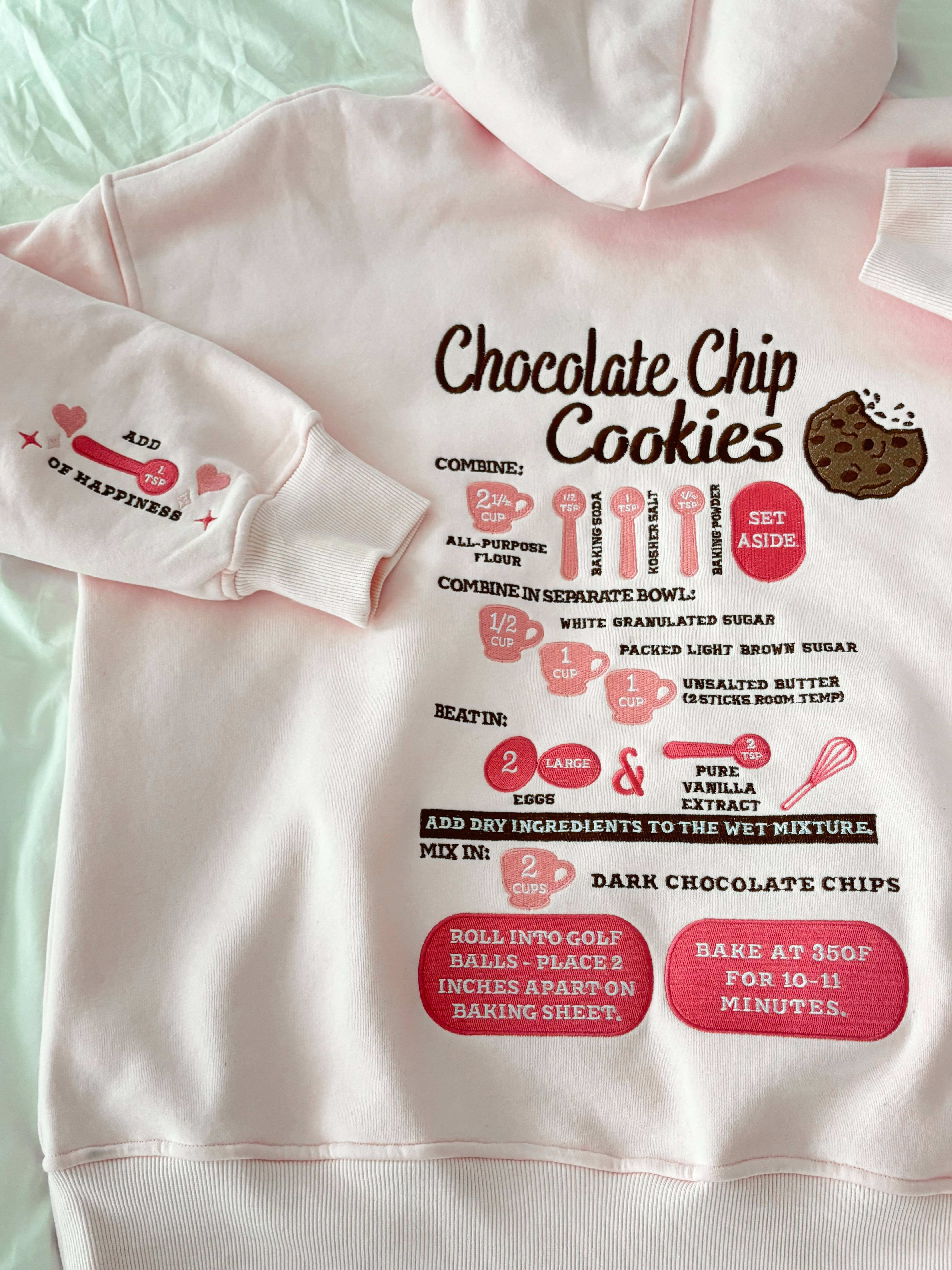 Light Pink Chocolate Chip Cookie Recipe Embroider Hoodie for wholesale on Faire4