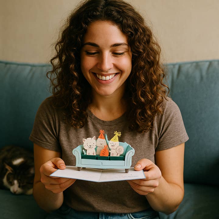 The Paper Mix - Wholesale Birthday Card - Party On Blue Coach POP UP GREETING CARD, 3D Pop Up Card1