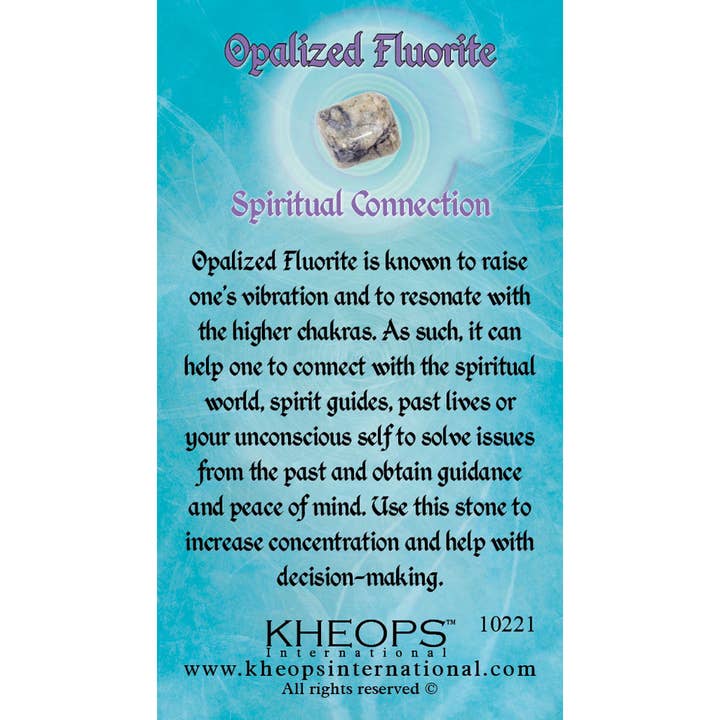 Gemstone Properties Info Card - Opalized Fluorite (Each) for wholesale by Kheops International