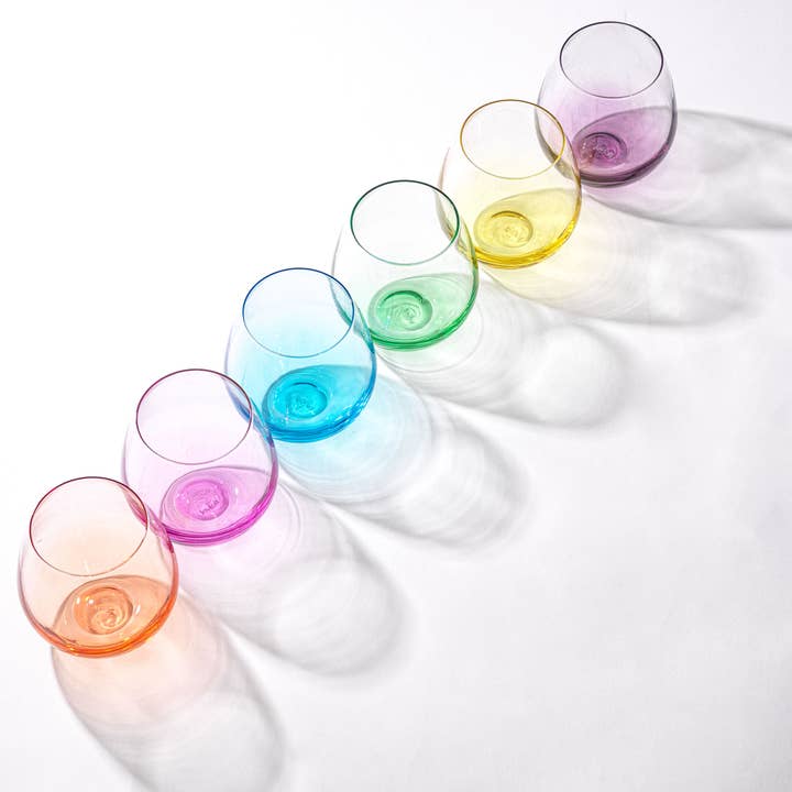 JoyJolt - Wholesale Wine Glass - Hue Colored Stemless Summer Wine Glasses, Outdoor Glasses1