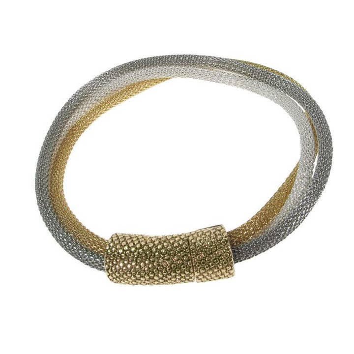 3-Strand Mesh Bracelet with Textured Magnetic Clasp for wholesale by Erica Zap Designs