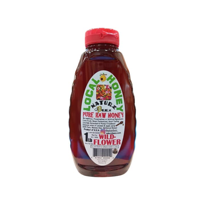 Naturz Beez - Wholesale Honey - RAW HONEY WILDFLOWER 1LB 454g Squeeze Bottle 100% PURE USA10