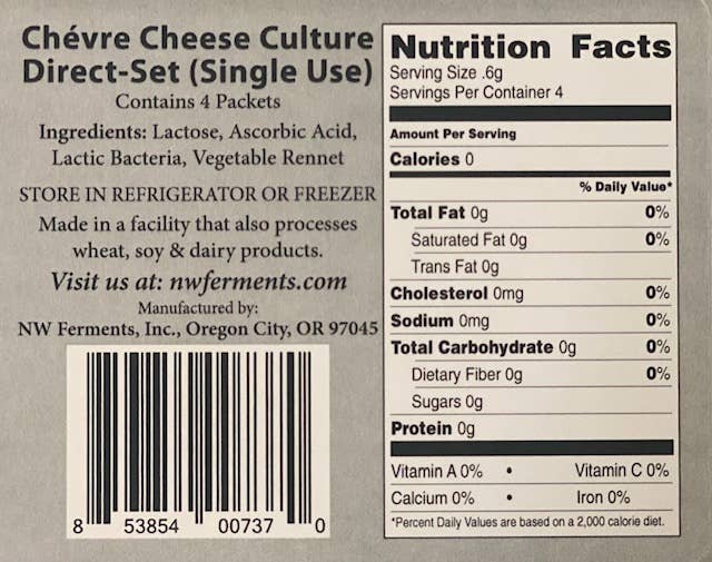 NW Ferments - Wholesale DIY Food Kit - Chèvre Cheese Starter DIY Food Kit1