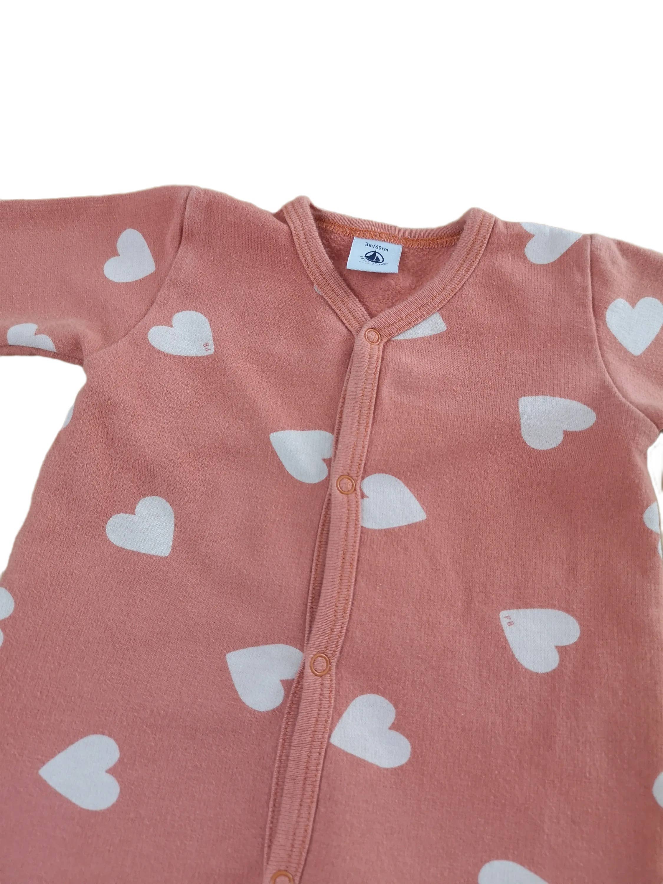 Mademoiselle Bébé - Wholesale Sleepsuit - Baby - Petit Bateau heart pajama - used - 3 months1