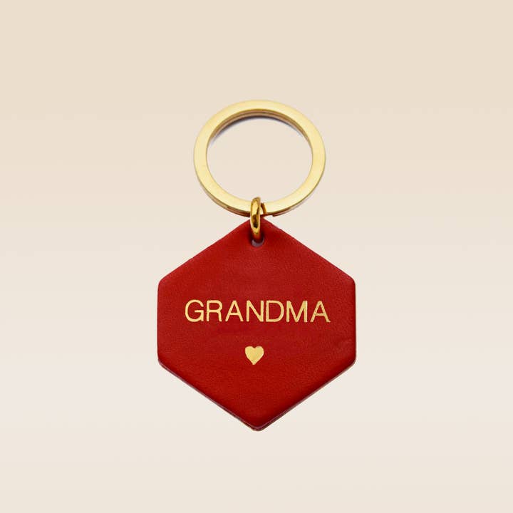 FAUVETTE PARIS - Wholesale Keychain - Women's - GRANDMA personalized red leather keychain