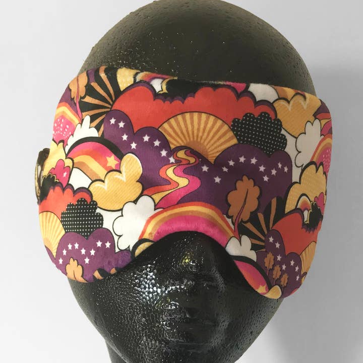 Rainbow Sleep mask, Colourful Retro Print, Velvet Sleep Mask for wholesale by Stan and Gwyn