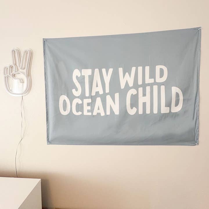 Stay Wild Ocean Child Banner - Surf Room Wall Decor for wholesale by Cherrypick