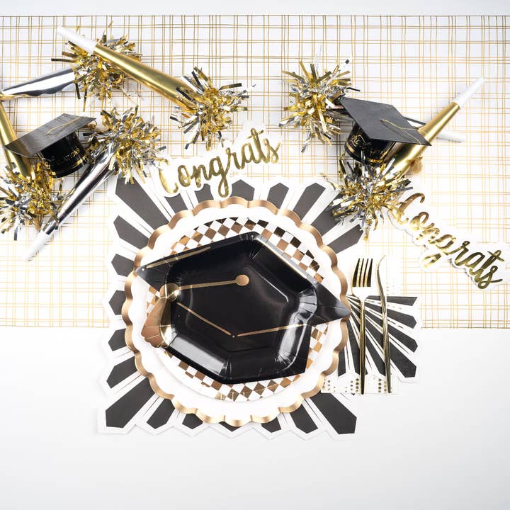 Gatherings by Curated Paperie - Wholesale Disposable Placemat - Celebration Chic Black with Gold Foil Paper Placemat