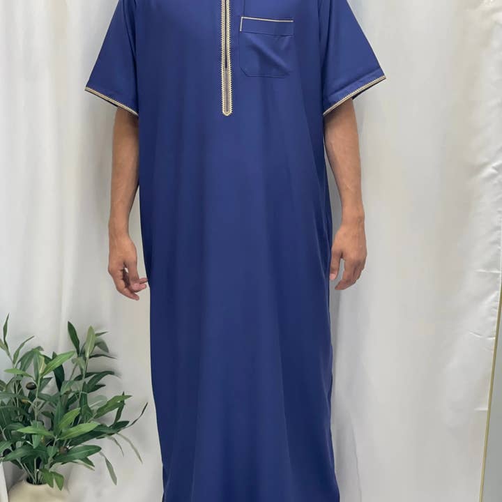 Palestinian Elegance - Wholesale - Timeless Elegance: Men's Durable Kaftan Thobe with Gold Details7