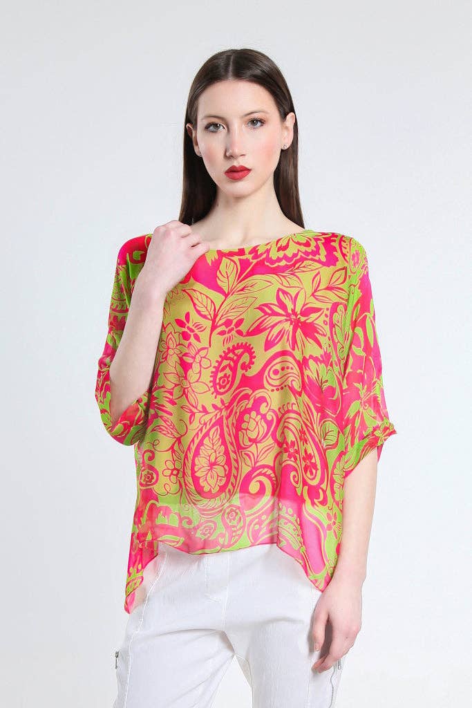 TINA Stephens Italy/Tees By Tina - Wholesale Kaftan - Women's - Marjorie Island Fantasy 3/4 Sleeve Slim Kaftan with Sim (BQ241F)9